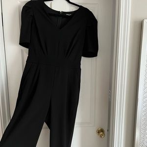 Express Puff-Sleeve Black Jumpsuit
